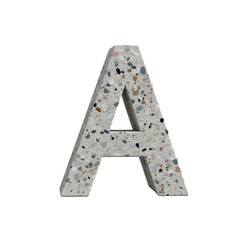 3D Render of Letter A Made of Terrazzo Material