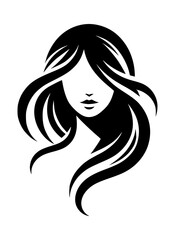 Stylish Woman Hair Logo Vector in Black and White