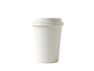 3D Render of White Disposable Coffee Cup with Angled Lid on Transparent PNG Background