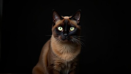 Obraz premium A cat sits against the background of the night