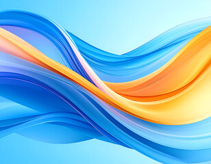Abstract Blue and Orange Wave Swirls, Vibrant Color Gradient