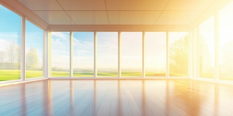 Obraz premium Sun-drenched, spacious room with expansive views