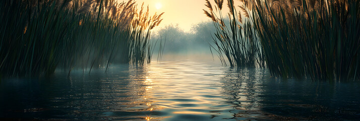 Harmony and Resilience: The Subtle Dance of Reeds Under a Golden Sun