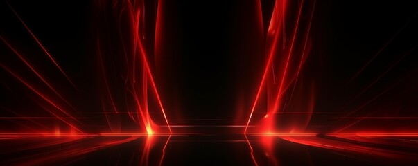 Fototapeta premium Glowing red light beams intersecting dynamically on a dark backdrop abstract background, evoking connectivity, perfect for network and tech-focused visuals