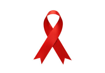 A single red ribbon isolated on transparent background
