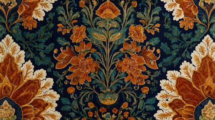 Seamless Floral Batik Fabric Design from Indonesia