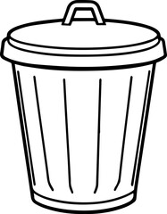 trash can outline vector illustration, line art