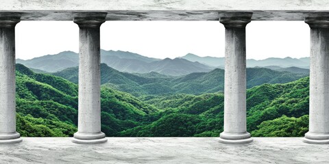 Ancient Columns Frame Mountain View