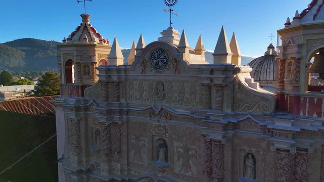 Baroque Beauty: The Ornate Facade of Santo Domingo de Guzman at San Cristobal de las Casas, Chiapas. Mexico.