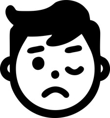 Sad boy emoticon black and white design perfect for your project