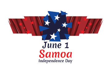 June 1, Independence Day of Samoa vector illustration. Suitable for greeting card, poster and banner.