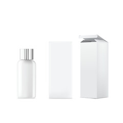 White Bottle with Packaging Box Mockup Vector