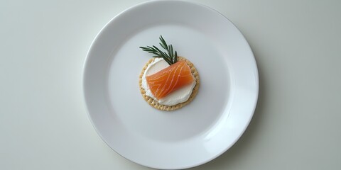 Elegant Smoked Salmon Canap? on a White Plate: Gourmet Appetizer Recipe