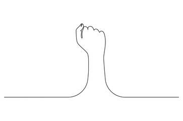 Continuous one line drawing of Hand clenched fist. Single line drawing illustration of Hand clenched. Happy labour day concept vector art. Doodle line illustration.