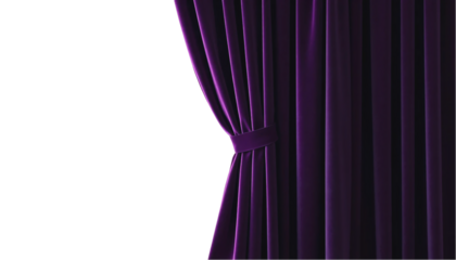 Luxurious Purple Velvet Curtain Drape Elegant Stage or Interior Design Element on Transparent Background
