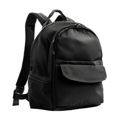 Black Backpack on White Isolated [Transparent Background PNG].