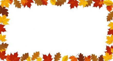 Autumn Leaves Frame with Blank White Space for Text or Image