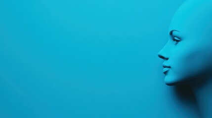 Abstract blue mannequin headshot, creative and innovative art concept