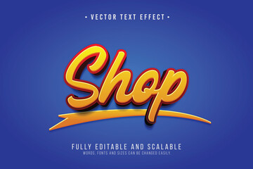 Shop 3D Text Effect Editable EPS, Bold Retro Style for Store Signs & Branding