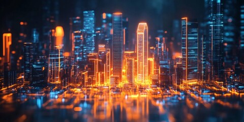 Obraz premium Digital real estate analytics interface with futuristic data visuals and touchscreen interaction on modern tablet background in creative workspace setup.