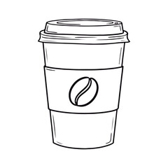 Doodle Style Disposable Coffee Cup with Bean.
