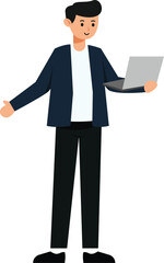 male school teacher with laptop
