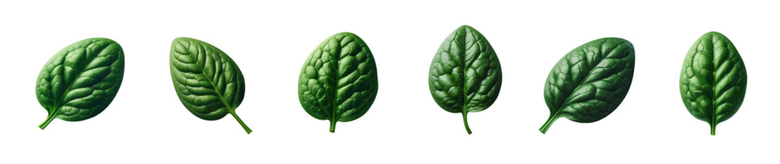 Obraz premium Vibrant spinach leaves aligned on white