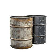Obraz premium Industrial Metal Barrels for Storage and Transportation isolated [Transparent Background PNG]. 