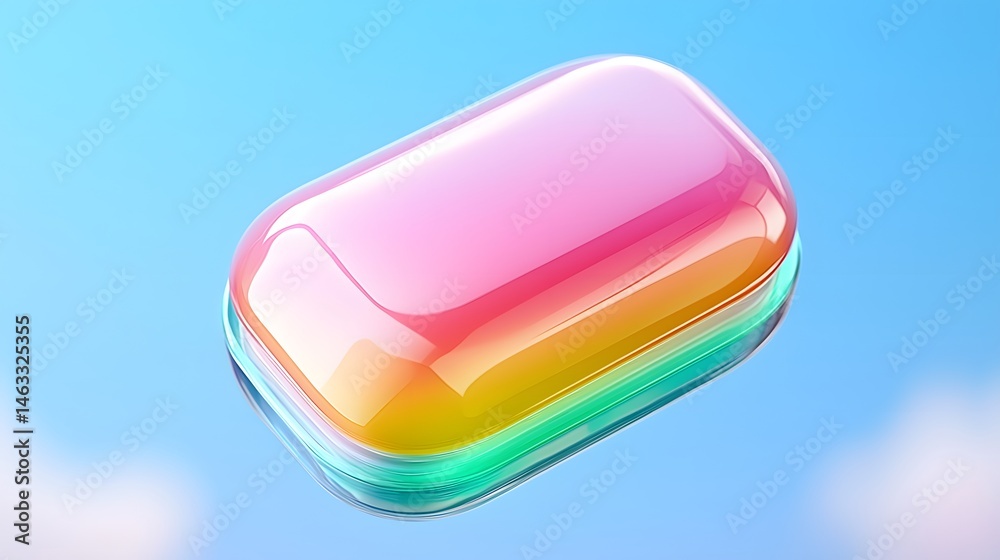 Fototapete floating rectangular product label mockup with soft pastel gradient colors