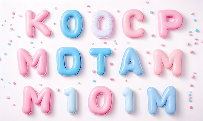 Fototapeta premium Pastel letters and numbers on white background