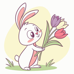 easter bunny with flowers