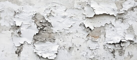 Obraz premium Distressed Wall Texture: A Background of Peeling White Paint and Underlying Layers