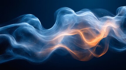 Abstract digital art flowing forms with blue orange and white gradients