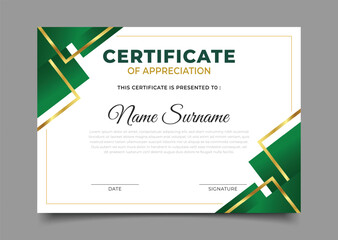 elegant green luxury triangle certificate template design