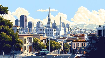 Obraz premium top view pixel art of san francisco