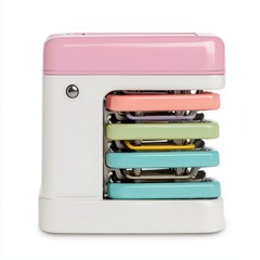Colorful Vintage Electronic Device with Soft Pastel Hues and Design
