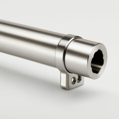 Close-up of Polished Metal Pipe with Socket for Industrial Use