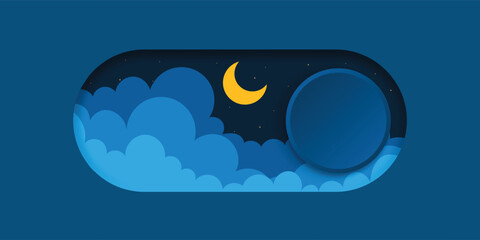dark night mode Toggle switch  button. icon for user landscape interface design