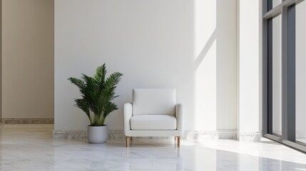 Modern Workspace Design with Minimalist Couch and Plant