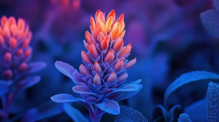 Abstract floral arrangement with vivid color gradient in a botanical garden