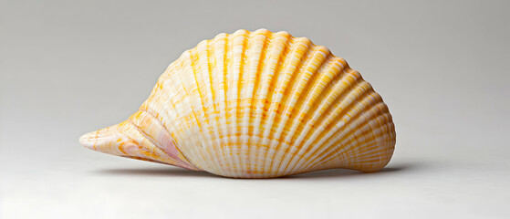 Closeup View Of A Detailed Yellow And White Seashell
