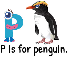 Alphabet Illustration: P is for Penguin