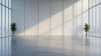 Minimalist Office Lobby with Natural Light and Spacious Design