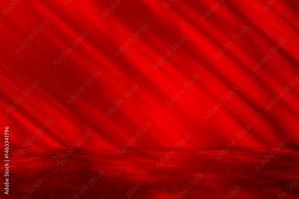 Fototapete wall interior background, studio and backdrops show products.with shadow from window color red backg