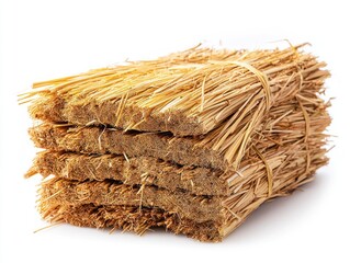 Stacked bundles of dried straw
