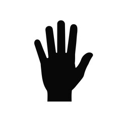 Black silhouette of an open human hand showing the palm isolated on white background