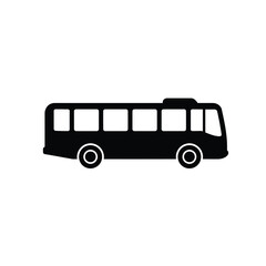 Simple black and white vector illustration of a public transportation school bus