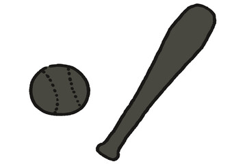 スポーツアイコン野球のバッドとボール黒