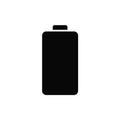 Simple black battery icon illustration representing power energy storage and device charging.