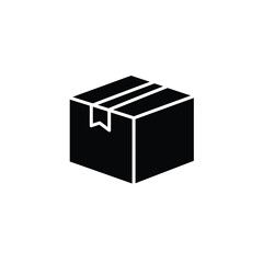 Black and white boxed shipping delivery concept icon illustrating packaging and logistics
